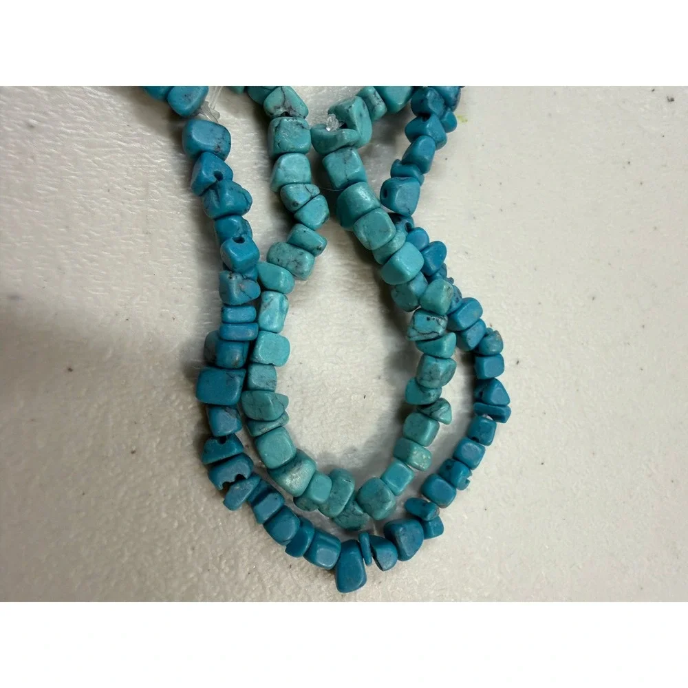 Natural Turquoise Nugget Bead Strand Blue Teal Tumbled Stone 32 Inch